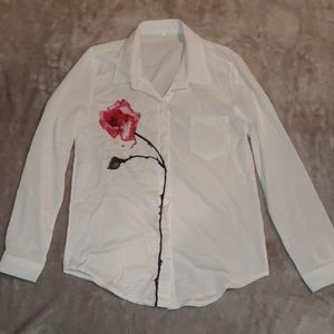 Long-sleeved silky blouse